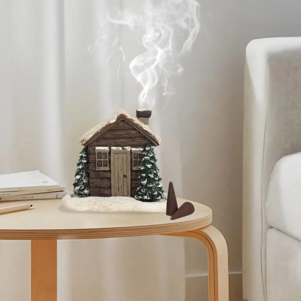 Log Cabin Incense Burner with Smoking Chimney - Image 7