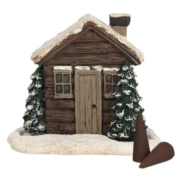 Log Cabin Incense Burner with Smoking Chimney - Image 3