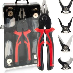 5-in-1 Multifunctional Pliers Set,Interchangeable Plier Heads ，Wire pliers Stripper Cable Clamp Crimping Pliers