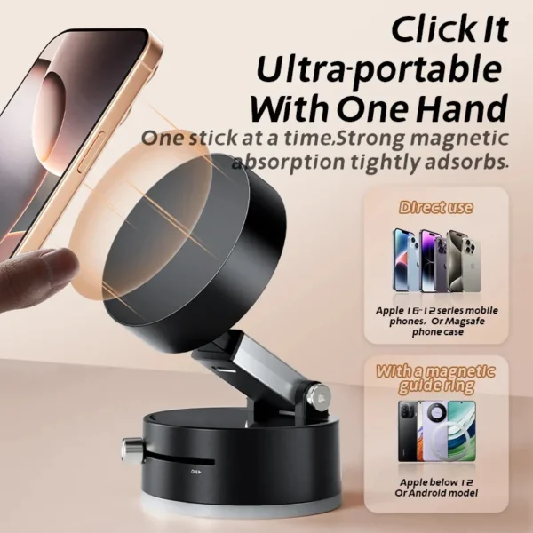 Mini Foldable Portable Vacuum Magnetic Car Phone Holder - Image 2