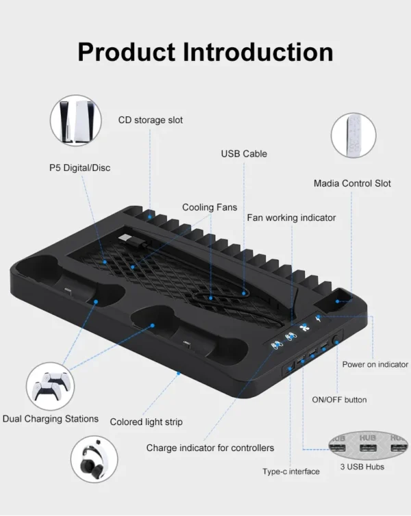 PS5 Slim Controller Charging Cooling Station - Image 4