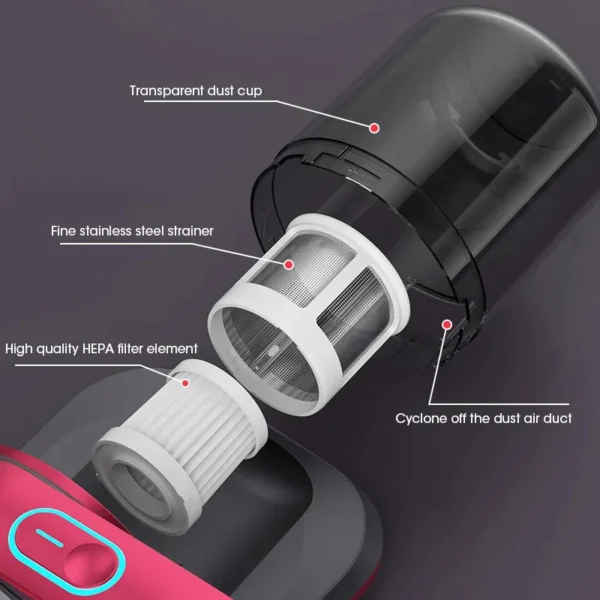 Handheld Strong Suction Rechargeable UV Vacuum Cleaner - Image 8