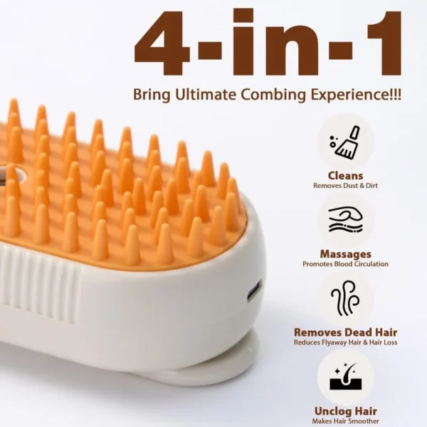 4 in 1 Rechargeable Cat Steam Brush for Shedding - Image 2