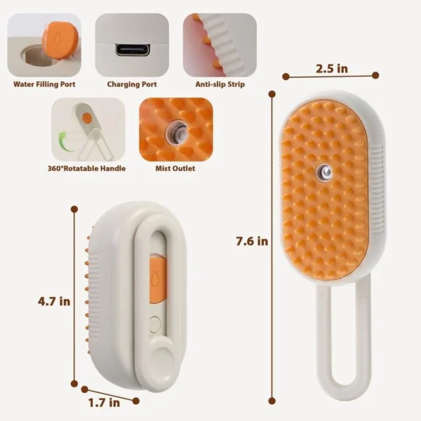 4 in 1 Rechargeable Cat Steam Brush for Shedding - Image 6