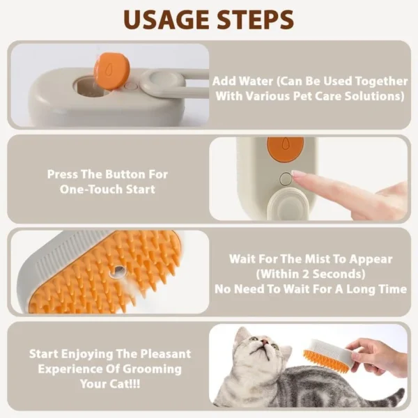 4 in 1 Rechargeable Cat Steam Brush for Shedding - Image 7