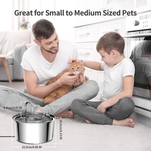 Automatic Stainless Steel Cat Water Fountain - Image 2