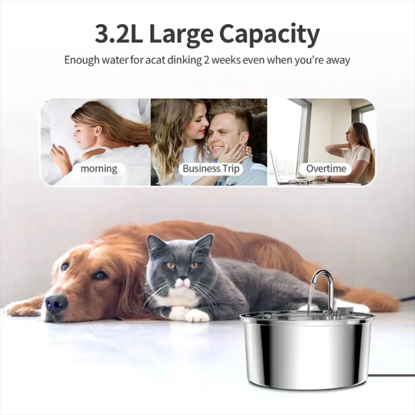Automatic Stainless Steel Cat Water Fountain - Image 4