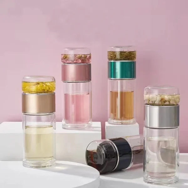 Double Wall Glass Separation Tea Infuser Bottle