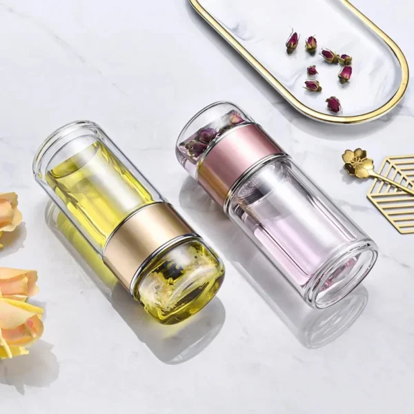 Double Wall Glass Separation Tea Infuser Bottle - Image 2