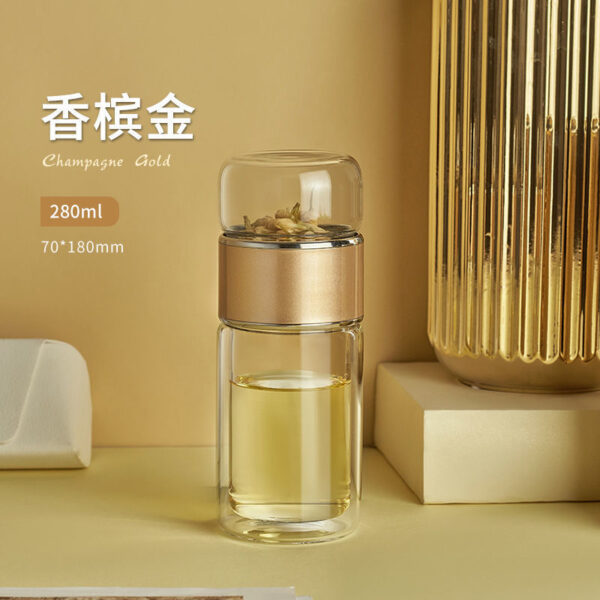 Double Wall Glass Separation Tea Infuser Bottle - Image 6