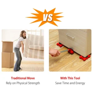 Heavy Furniture 360° Rotating Mover Roller Set with Lifter Tool