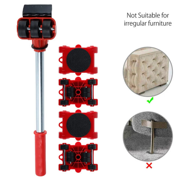 Heavy Furniture 360° Rotating Mover Roller Set with Lifter Tool - Image 3