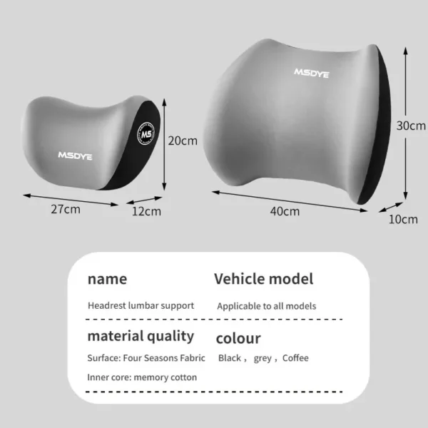 Memory Foam Car Headrest & Lumbar Support Cushion - Image 2