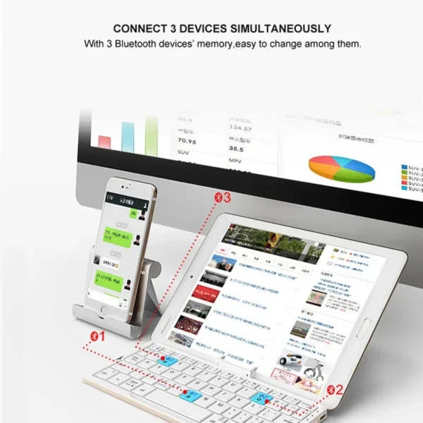 Mini Foldable Bluetooth Keyboard with Magnetic Stand - Image 4