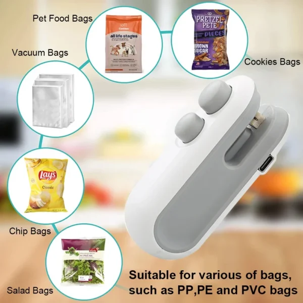 Mini Magnet USB Rechargeable Bag Sealer With Cutter - Image 2