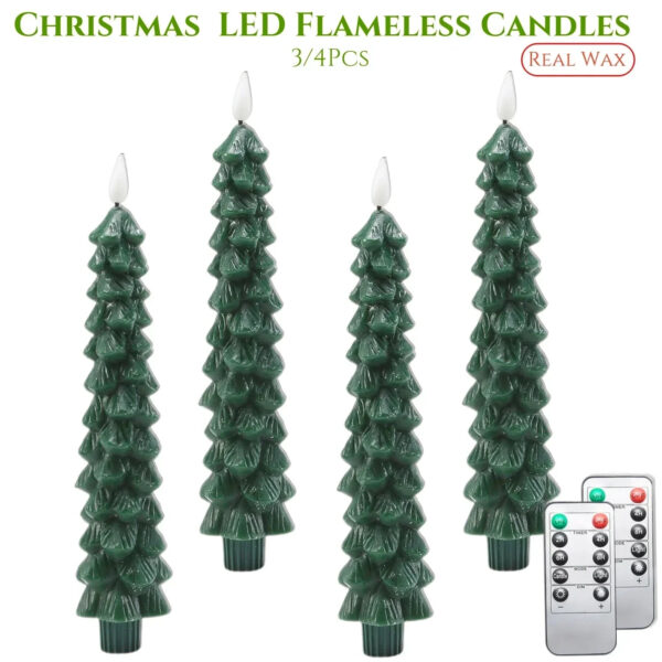 Real Wax Christmas Tree Led Flickering Taper Flameless Candles - Image 6