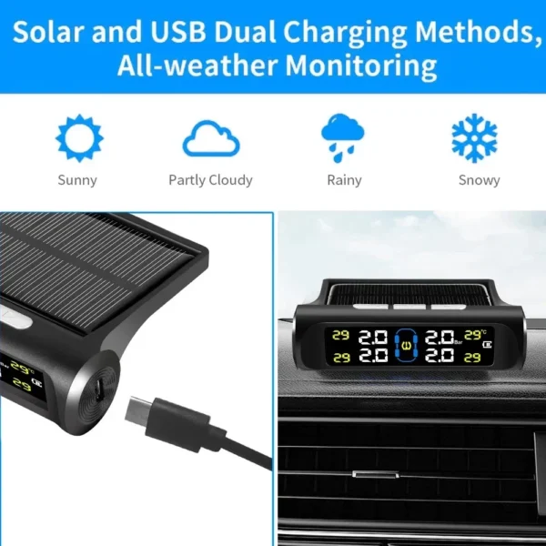 Real-time Display Solar Charging Tire Pressure Monitoring System - Image 4