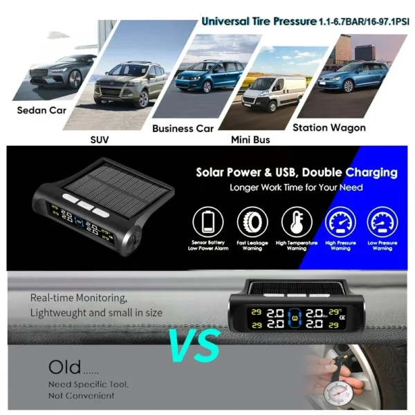 Real-time Display Solar Charging Tire Pressure Monitoring System - Image 6