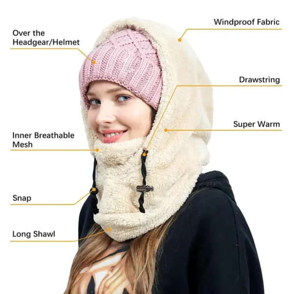 Winter Outdoor Sherp Hooded Sports Windproof Mask - Image 2