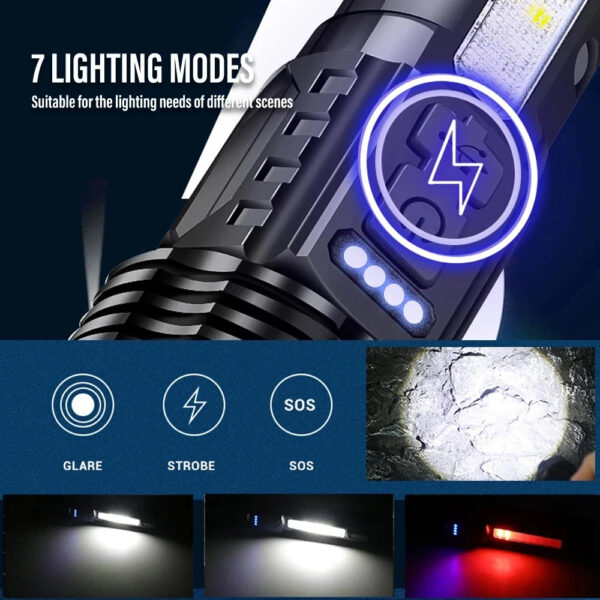 High Power Tactical Led Emergency Warnings Flashlight Light - Image 2