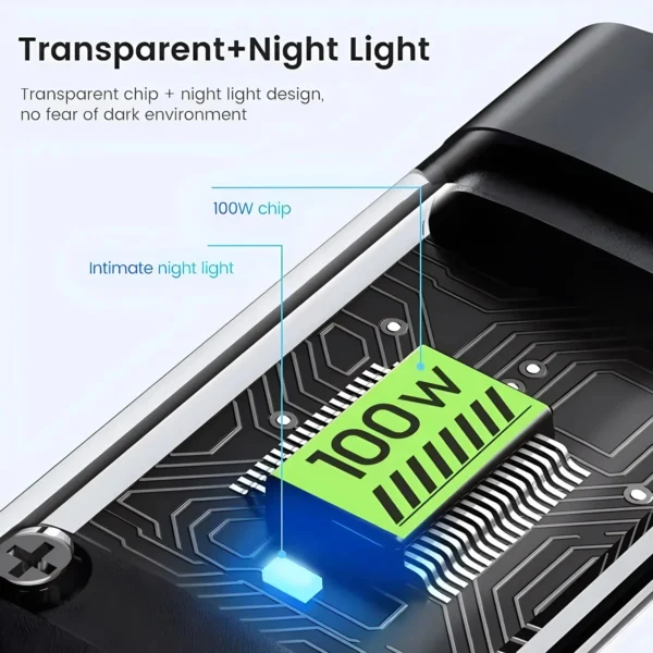 3 in 1 Fast Charging Transparent Luminous 100w Cable - Image 2