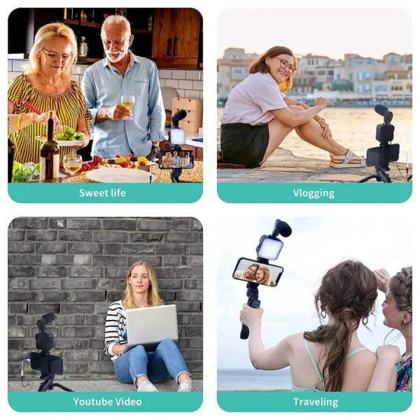 5 in 1 Vlogging Kit with Fill Light Microphone Tripod - Image 5