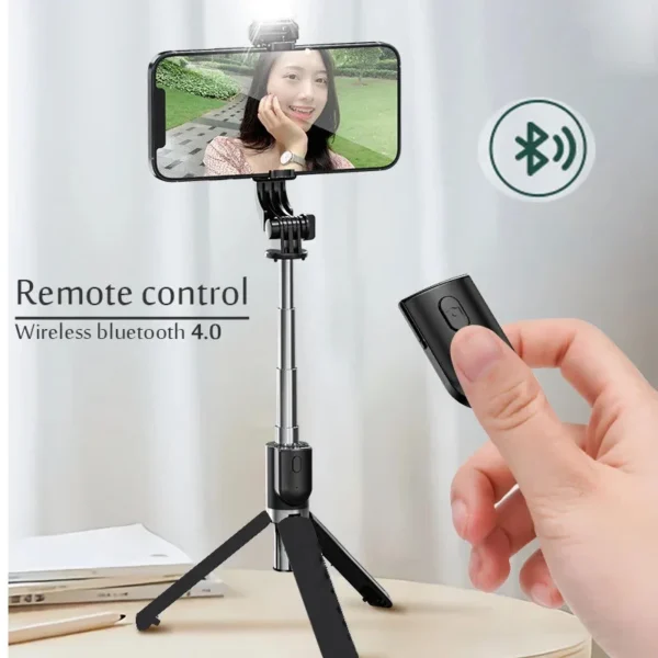 6 in 1 Wireless Bluetooth Selfie Stick With Fill Light - Image 4