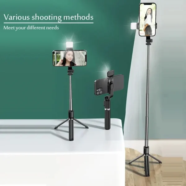 6 in 1 Wireless Bluetooth Selfie Stick With Fill Light - Image 5