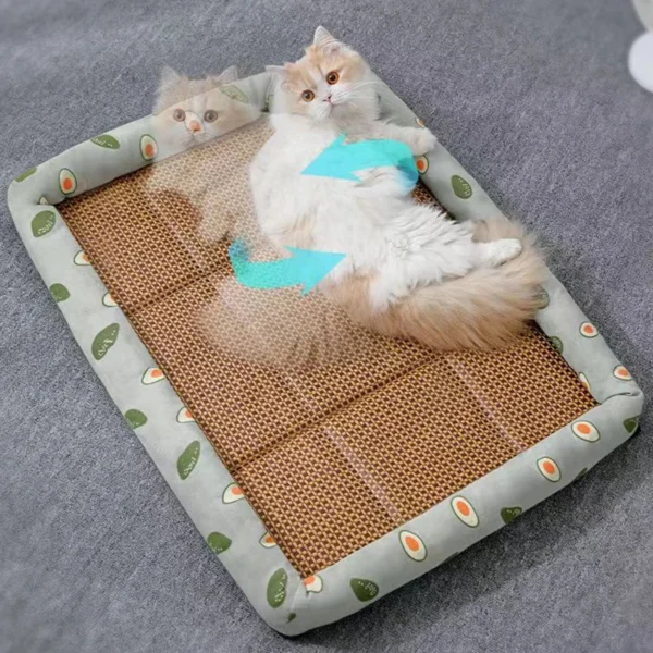 Breathable Natural Rattan Pet Summer Cooling Mat Bed - Image 3