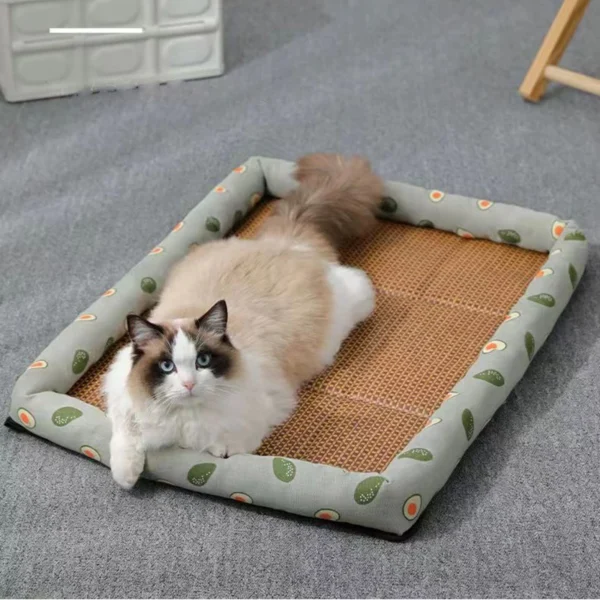 Breathable Natural Rattan Pet Summer Cooling Mat Bed - Image 4