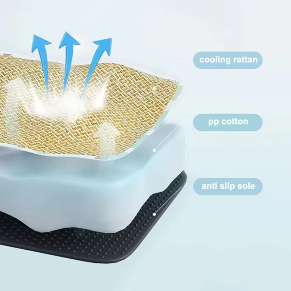 Breathable Natural Rattan Pet Summer Cooling Mat Bed - Image 5