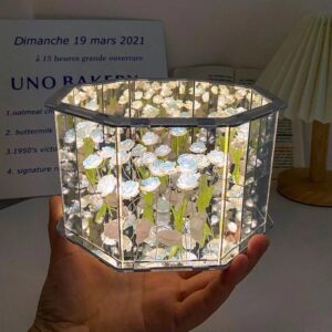 DIY Flowers Mirror Cube Lamp