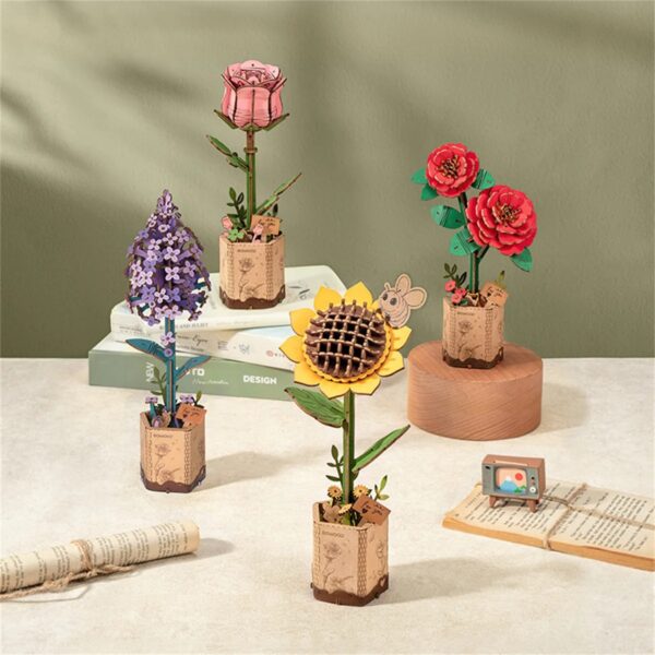 DIY Wooden Flower Bouquet 3D Wooden Puzzle - Image 2