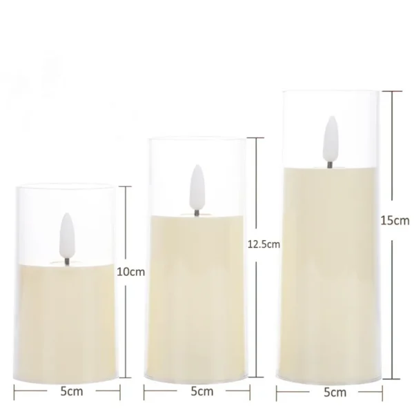 Flickering Gold Glass LED Flameless Pillar Candles with Remote - Image 6