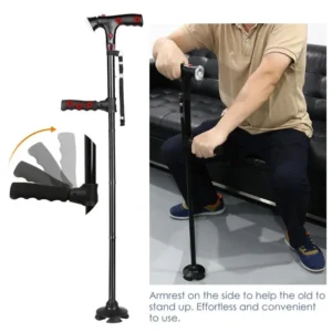 Folding Cane with LED Light – Adjustable, Ergonomic & Sturdy Walking Stick for Seniors
