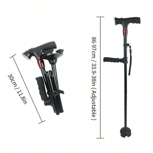 Folding Cane with LED Light – Adjustable, Ergonomic & Sturdy Walking Stick for Seniors - Image 5
