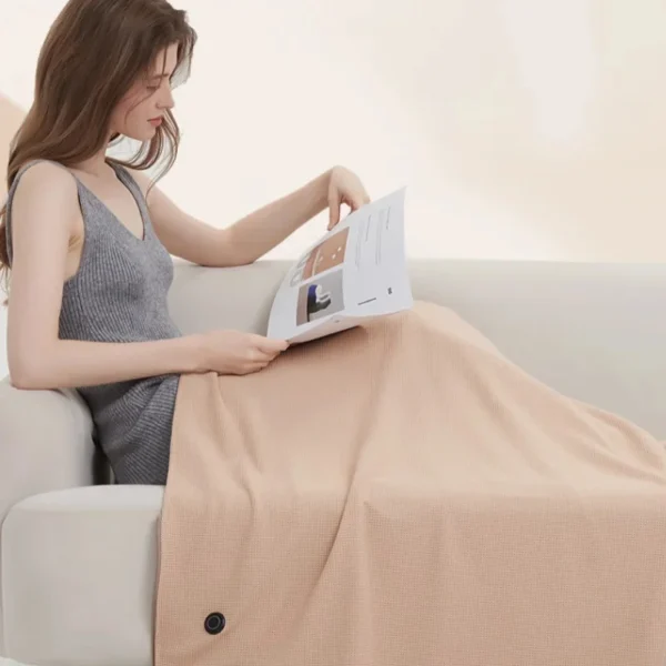 Portable Electric Heated Soft Zipper Shawl Blanket - Image 2