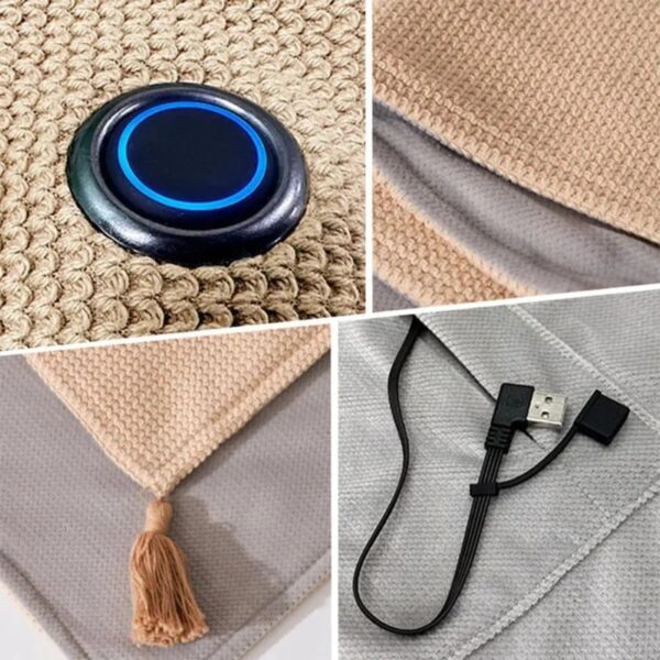 Portable Electric Heated Soft Zipper Shawl Blanket - Image 4
