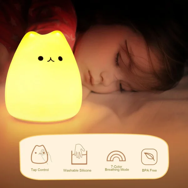 Portable Soft Silicone Cute Cat LED Night Light - Image 5