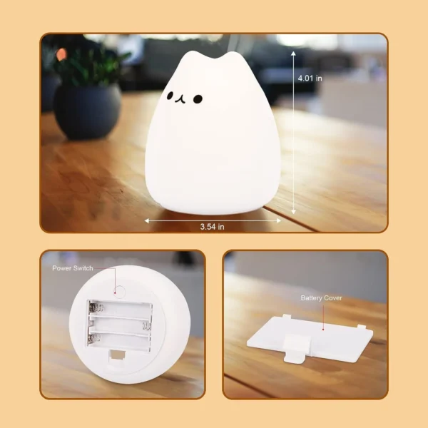 Portable Soft Silicone Cute Cat LED Night Light - Image 6