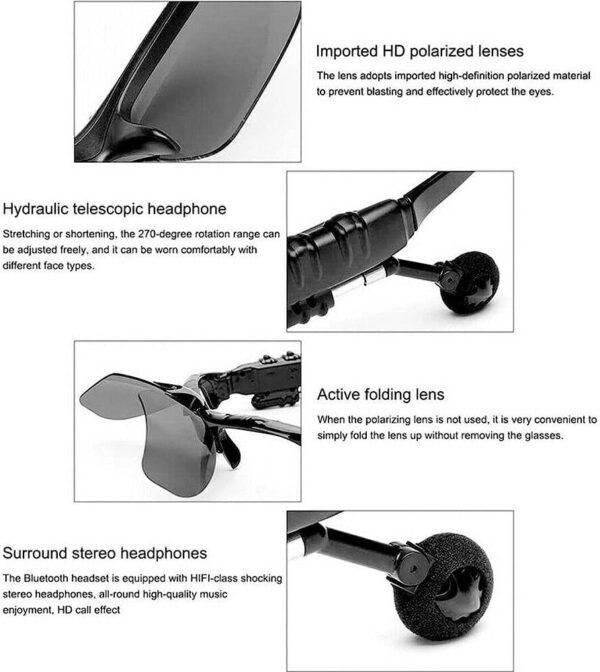 Smart Bluetooth Headset Polarized Sunglasses - Image 3