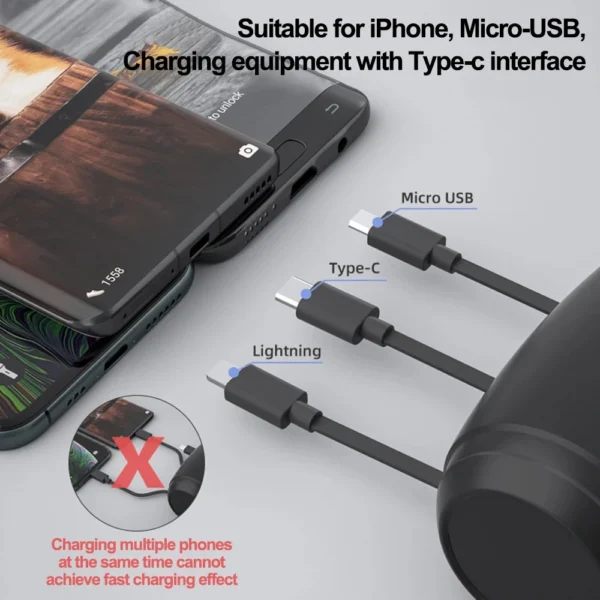 3-in-1 Retractable Backseat Car Charging Station – 36W Fast Charger for All Phones, Headrest Mount for Uber, Lyft, Taxi & Rideshare - Image 2