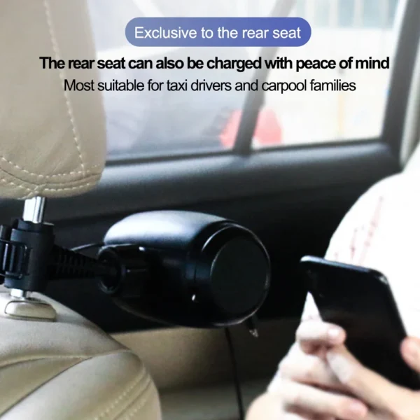 3-in-1 Retractable Backseat Car Charging Station – 36W Fast Charger for All Phones, Headrest Mount for Uber, Lyft, Taxi & Rideshare - Image 3