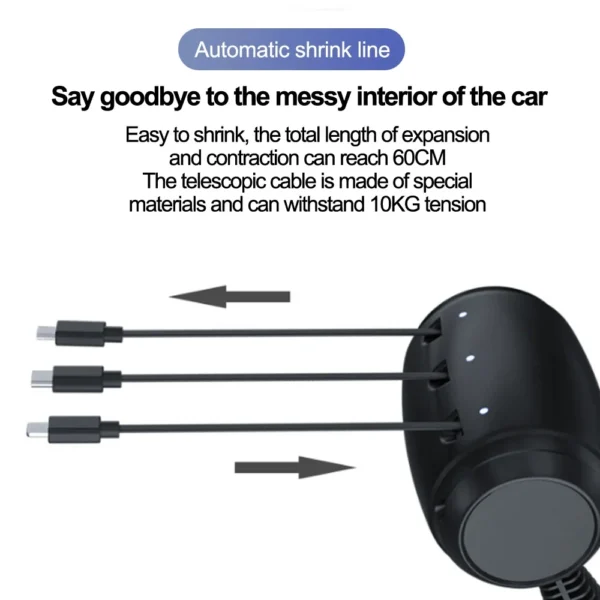 3-in-1 Retractable Backseat Car Charging Station – 36W Fast Charger for All Phones, Headrest Mount for Uber, Lyft, Taxi & Rideshare - Image 4