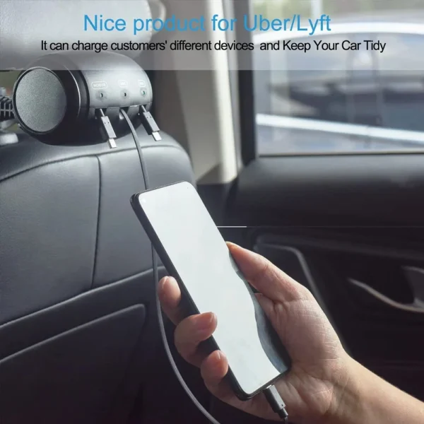 3-in-1 Retractable Backseat Car Charging Station – 36W Fast Charger for All Phones, Headrest Mount for Uber, Lyft, Taxi & Rideshare - Image 5