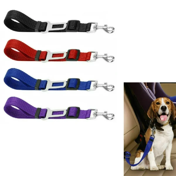 Adjustable Pet Car Seat Belt – Safety Harness Lead Clip for Dogs & Cats, Vehicle Travel Accessory