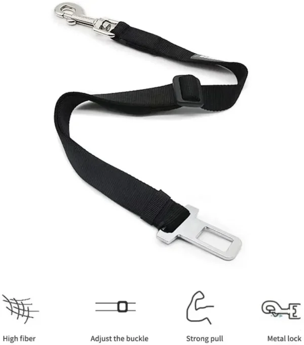 Adjustable Pet Car Seat Belt – Safety Harness Lead Clip for Dogs & Cats, Vehicle Travel Accessory - Image 3