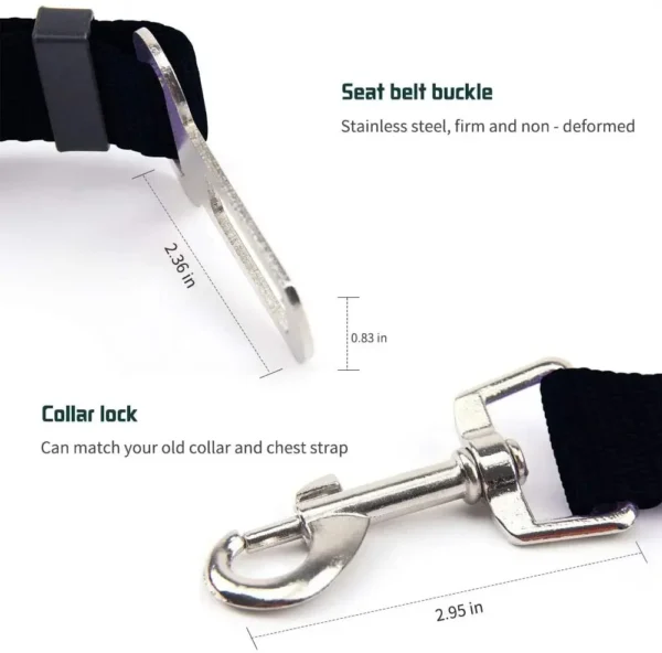 Adjustable Pet Car Seat Belt – Safety Harness Lead Clip for Dogs & Cats, Vehicle Travel Accessory - Image 6