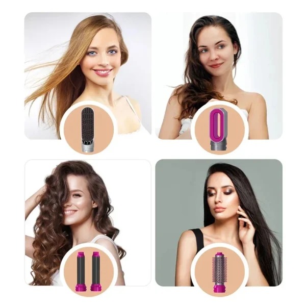All in 1 Hair Styling Set – Hair Dryer, Straightener, Curling Iron & Hot Air Brush Combo 5 Pcs Set - Image 2