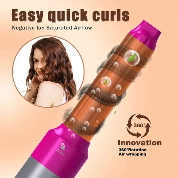 All in 1 Hair Styling Set – Hair Dryer, Straightener, Curling Iron & Hot Air Brush Combo 5 Pcs Set - Image 3